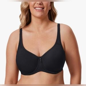 Black Seamless Bras Plus Size Full Coverage Underwire‎ Lightly 38F